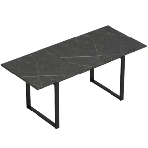 Uitschuifbare Eettafel 140 180 Cm Voor 6 8 Personen, Rechthoekig In Industrieel Ontwerp Met Stalen Frame, Zwart
