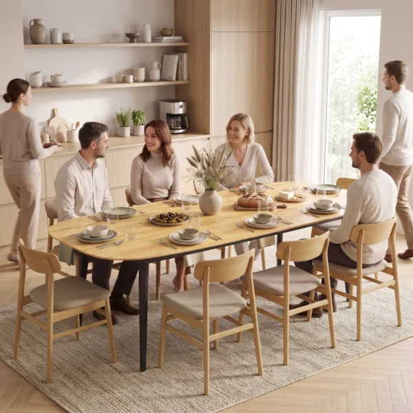 Uitschuifbare Eettafel Voor 6 8 Personen, Keukentafel Met Opbergruimte, Eikenhout look