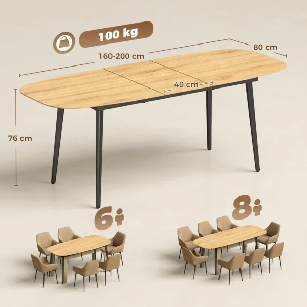 Uitschuifbare Eettafel Voor 6 8 Personen, Keukentafel Met Opbergruimte, Eikenhout look