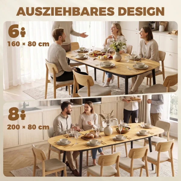 Uitschuifbare Eettafel Voor 6 8 Personen, Keukentafel Met Opbergruimte, Eikenhout look