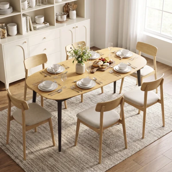 Uitschuifbare Eettafel Voor 6 8 Personen, Keukentafel Met Opbergruimte, Eikenhout look