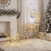 Verlicht Rendier En Slee set, 2 delige Kerstdecoratie Van Polyrattan Voor Buiten, Met LEDs, 8 Modi, Timer