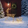 Verlicht Rendier En Slee set, 2 delige Kerstdecoratie Van Polyrattan Voor Buiten, Met LEDs, 8 Modi, Timer
