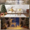 Verlicht Rendier En Slee set, 2 delige Kerstdecoratie Van Polyrattan Voor Buiten, Met LEDs, 8 Modi, Timer