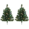Verlichte Kerstboom 60 Cm, Set Van 2, Kunstmatig, Met 60 Kleurrijke LED lampjes, 130 Takpunten, Groen