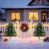 Verlichte Kerstboom 60 Cm, Set Van 2, Kunstmatig, Met 60 Kleurrijke LED lampjes, 130 Takpunten, Groen