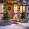 Verlichte Kerstboom 60 Cm, Set Van 2, Kunstmatig, Met 60 Kleurrijke LED lampjes, 130 Takpunten, Groen