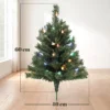 Verlichte Kerstboom 60 Cm, Set Van 2, Kunstmatig, Met 60 Kleurrijke LED lampjes, 130 Takpunten, Groen
