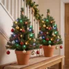 Verlichte Kerstboom 60 Cm, Set Van 2, Kunstmatig, Met 60 Kleurrijke LED lampjes, 130 Takpunten, Groen