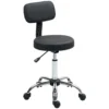 Verstelbare Draaikruk Met Rugleuning, Draaibare Werkkruk Kunstleer Zwart 46 X 51 X 78 93 Cm