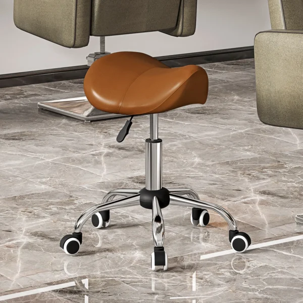 Verstelbare Rolkruk Draaikruk 49 61 Cm Werkkruk Draaibaar Zadelkruk Voor Kantoor Salon Massage Spa Bruin