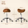 Verstelbare Rolkruk Draaikruk 49 61 Cm Werkkruk Draaibaar Zadelkruk Voor Kantoor Salon Massage Spa Bruin
