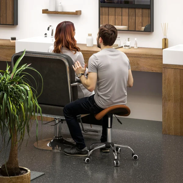 Verstelbare Rolkruk Draaikruk 49 61 Cm Werkkruk Draaibaar Zadelkruk Voor Kantoor Salon Massage Spa Bruin