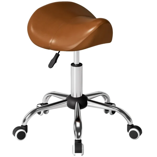 Verstelbare Rolkruk Draaikruk 49 61 Cm Werkkruk Draaibaar Zadelkruk Voor Kantoor Salon Massage Spa Bruin