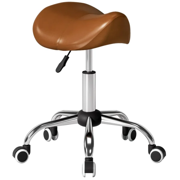 Verstelbare Rolkruk Draaikruk 49 61 Cm Werkkruk Draaibaar Zadelkruk Voor Kantoor Salon Massage Spa Bruin