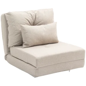 Vloerstoel Vouwmatras Slaapmat, 2 in 1 ontwerp, Afneembaar Kussen, 60 X 80 X 56 Cm, Beige