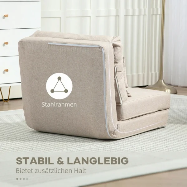 Vloerstoel Vouwmatras Slaapmat, 2 in 1 ontwerp, Afneembaar Kussen, 60 X 80 X 56 Cm, Beige