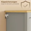 Voorraadkast Met Open Werkblad En Kabeldoorvoer, Keukenbuffet Met Glazen Deuren Grijs, 180cm