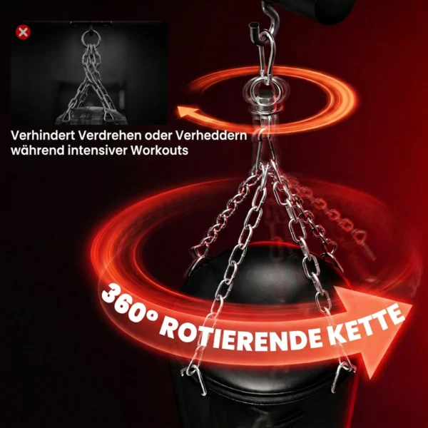Vrijstaande Bokszakstandaard Met Bokszak, Bungee touw, 360° Ketting, U basis, Halterschijfbevestiging, Staal