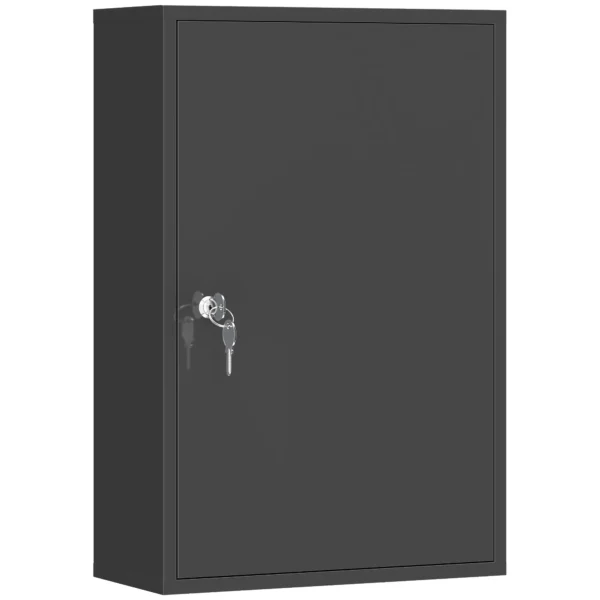 Wand Medischkast, Badkamerkast Met 3 Planken, 2 Sleutels, 40 X 18 X 60 Cm, Zwart