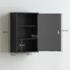 Wand Medischkast, Badkamerkast Met 3 Planken, 2 Sleutels, 40 X 18 X 60 Cm, Zwart