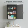 Wand Medischkast, Badkamerkast Met 3 Planken, 2 Sleutels, 40 X 18 X 60 Cm, Zwart