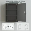 Wand Medischkast, Badkamerkast Met 3 Planken, 2 Sleutels, 40 X 18 X 60 Cm, Zwart