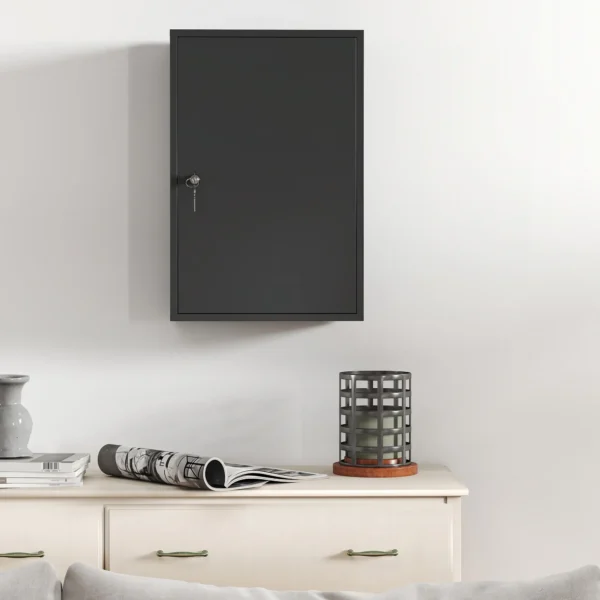 Wand Medischkast, Badkamerkast Met 3 Planken, 2 Sleutels, 40 X 18 X 60 Cm, Zwart