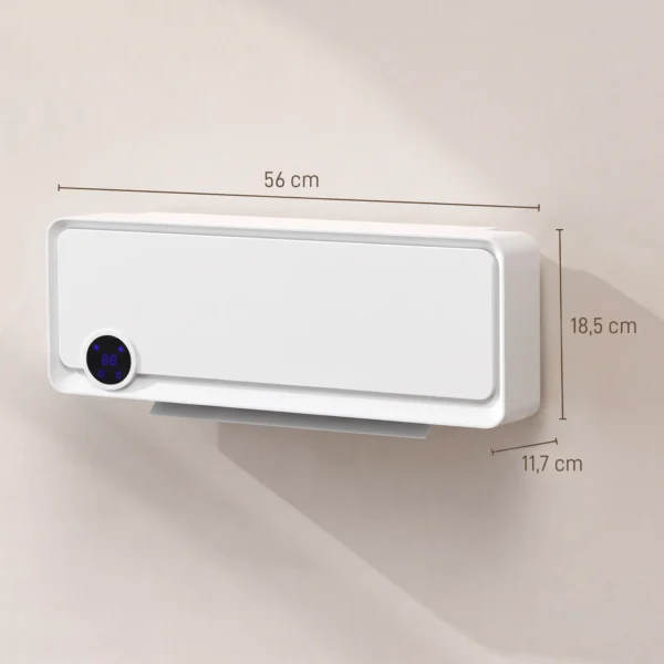 Wandmontage Verwarmingstoestel 2000W Met Afstandsbediening, 3 Bedrijfsmodi, LED Display 12u Timer