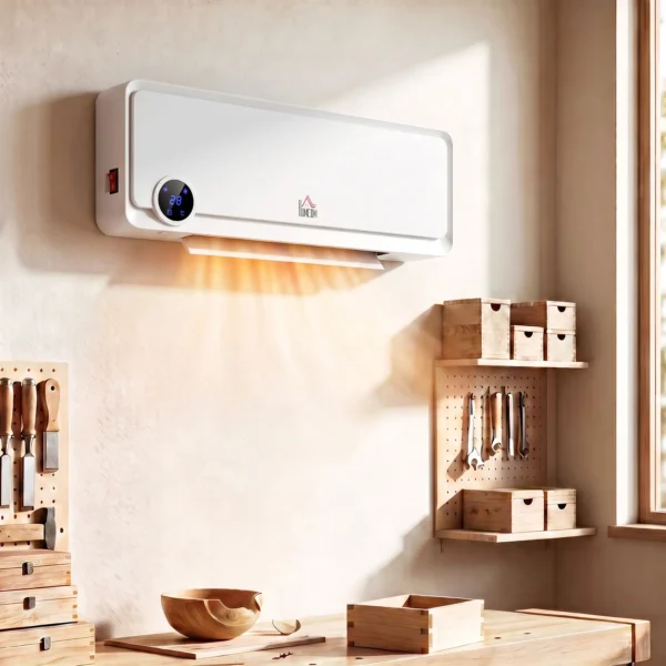 Wandmontage Verwarmingstoestel 2000W Met Afstandsbediening, 3 Bedrijfsmodi, LED Display 12u Timer