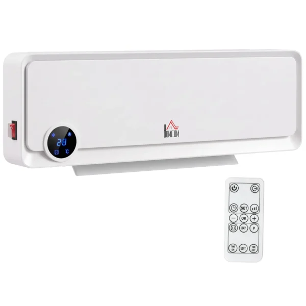 Wandmontage Verwarmingstoestel 2000W Met Afstandsbediening, 3 Bedrijfsmodi, LED Display 12u Timer