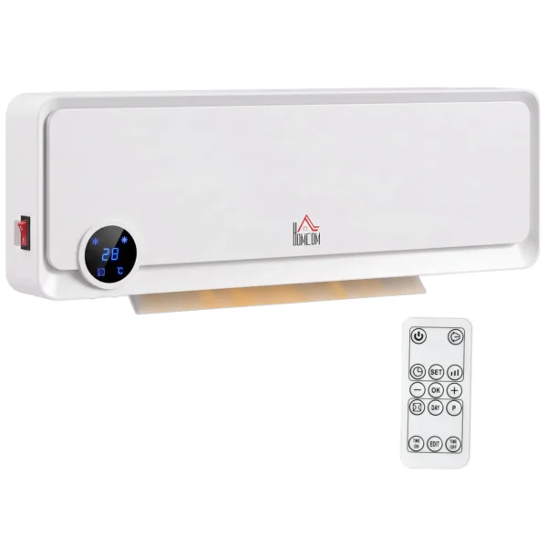 Wandmontage Verwarmingstoestel 2000W Met Afstandsbediening, 3 Bedrijfsmodi, LED Display 12u Timer