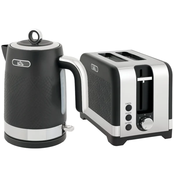 Waterkoker En Broodrooster set, 1,7 L 2200 W Snelkook Waterkoker Met Thermostaat, 2 Sneetjes Broodrooster, Grijs