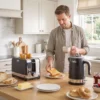 Waterkoker En Broodrooster set, 1,7 L 2200 W Snelkook Waterkoker Met Thermostaat, 2 Sneetjes Broodrooster, Grijs