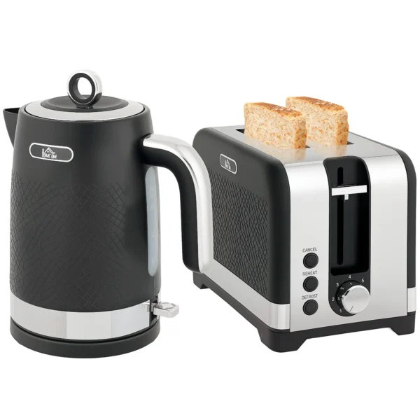Waterkoker En Broodrooster set, 1,7 L 2200 W Snelkook Waterkoker Met Thermostaat, 2 Sneetjes Broodrooster, Grijs