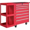 Werkplaatswagen Gereedschapswagen Met 7 Lades, Afneembaar Zijrek, 4 Wielen Met Parkeerrem, 96x33,5x75cm, Rood