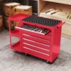 Werkplaatswagen Gereedschapswagen Met 7 Lades, Afneembaar Zijrek, 4 Wielen Met Parkeerrem, 96x33,5x75cm, Rood