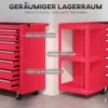 Werkplaatswagen Gereedschapswagen Met 7 Lades, Afneembaar Zijrek, 4 Wielen Met Parkeerrem, 96x33,5x75cm, Rood