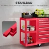 Werkplaatswagen Gereedschapswagen Met 7 Lades, Afneembaar Zijrek, 4 Wielen Met Parkeerrem, 96x33,5x75cm, Rood
