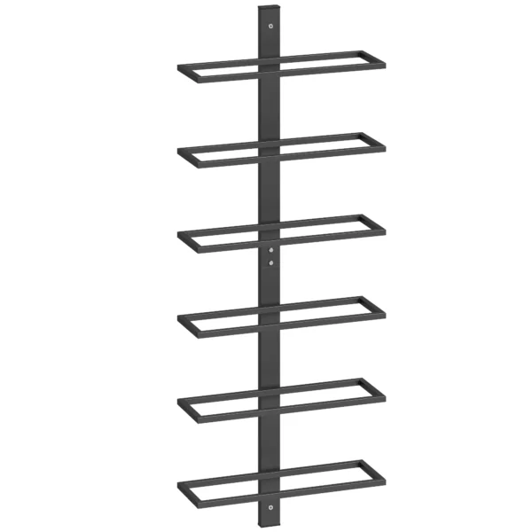 Wijnrek, Wandrek Voor 6 Flessen Wijn, 6 Niveaus, Stalen Buis, Voor Keuken, Woonkamer, Huisbar, Zwart