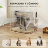 XL Roestvrijstalen Kattenbak Met Klapdeksel, Hoge Rand, Schep, Makkelijk Te Reinigen, Lekvrij, Lichtgrijs