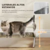 XL Roestvrijstalen Kattenbak Met Klapdeksel, Hoge Rand, Schep, Makkelijk Te Reinigen, Lekvrij, Lichtgrijs