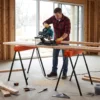 Zaagbokken In Tweepak, Inklapbare Werkbank zaagbokken Met In Hoogte Verstelbare Poten, 2x4 Houder, Draaghandvat, Oranje
