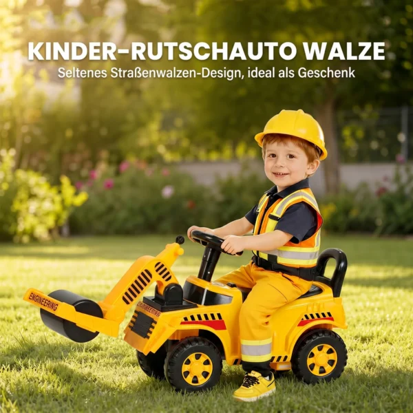 Zitgraafmachine Met Schepstuur, Kindergraafmachine Met Ophefbare Voorrol, Claxon, Opbergruimte Onder De Zitplaats