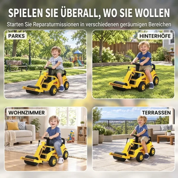 Zitgraafmachine Met Schepstuur, Kindergraafmachine Met Ophefbare Voorrol, Claxon, Opbergruimte Onder De Zitplaats
