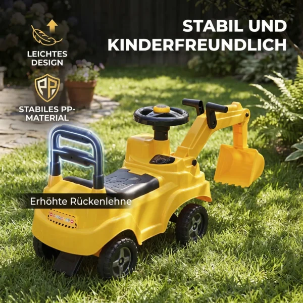 Zitgraafmachine Voor Kinderen Met Schepstuur, Kindergraafmachine Met Claxon, Opbergruimte Onder De Zitting Voor 1 3 Jaar