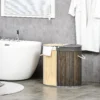 100 L Wasmand Met Deksel, Handvat, 2 Secties, Uitneembare Waszak, Voor Slaapkamer, Bamboe Grijs+Natuur