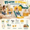11 In 1 Kinderglijbaan Met Schommel Speelhuis Tuinrutsche Met Tunnel Basketbalring Verrekijker Stuur Tekentafel