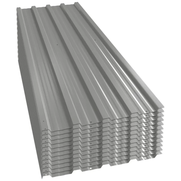 12 Stuks Trapeziumplaat 129x45cm 7m² Verzinkt Dakplaat 0,25 Mm Weerbestendig Profielplaat Lichtgrijs