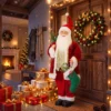 120 Cm Zingende & Dansende Kerstman, Staande Geanimeerde Kerstfiguur Met Kous, Zak, Geactiveerd Door Geluid/aanraking